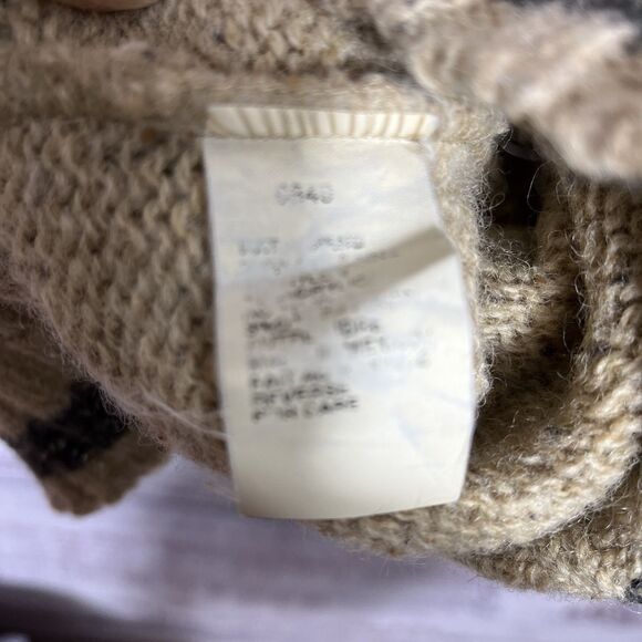 Vintage 90s Woolrich Wool Blend Sweater Mens XL Tan Gray Fisherman Cabin Nordic - Picture 6 of 10